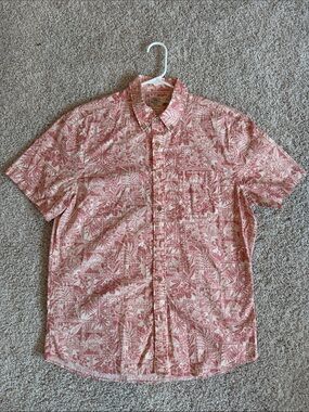 Faherty Short Sleeve Floral Button-Down Shirt - Rose